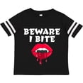 thumbnail image 3 of Inktastic Beware I Bite with Vampire Fangs Vector Drawing in White Text Boys or Girls Toddler T-Shirt, 3 of 5