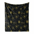 thumbnail image 1 of Compass Soft Flannel Fleece Throw Blanket, Bicolour Design of Windroses Stars and Dashed Lines Shapes, Cozy Plush for Indoor and Outdoor Use, 50" x 70", Night Blue Yellow, by Ambesonne, 1 of 6