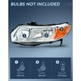 thumbnail image 3 of Nilight Headlight Assembly Compatible with 2006 2007 2008 2009 2010 2011 Honda Civic 2-Door Coupe Headlamps Replacement Chrome Housing Amber Reflector Driver and Passenger Side, 2 Years Warranty, 3 of 8
