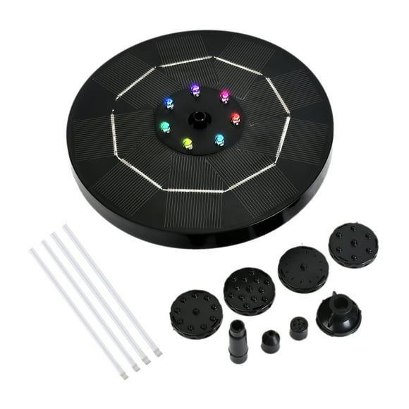 3.5W Led Solar Fountain Pump With Colorful Gradient Light 1800Mah Battery 6 Nozzles Bird Bath Fountain Pump For Bird Bath Garden Pond Patio Water Cycling