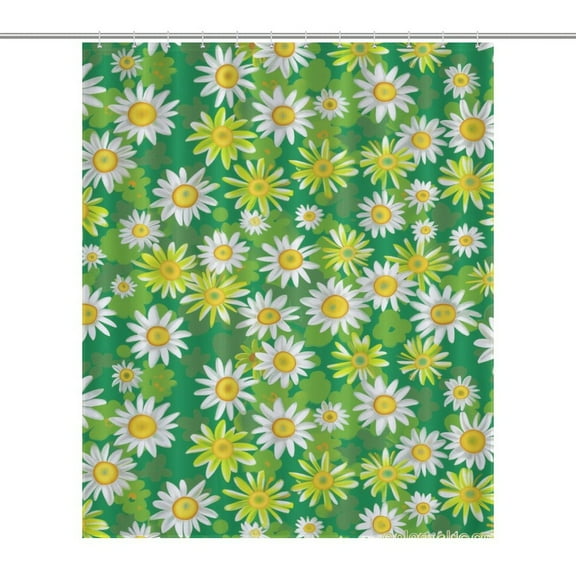 Floral Colorful Flower Shower Curtain Cloth Fabric Bathroom Decor with Hooks