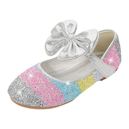 

PANGF Children s Shoes Korean Girls Baby Shoes Sequin Bow Sandals Dancing Shoes Pearl Shoes Single Kids Shoes Girls Princess Shoes Bow Color Block Shoes