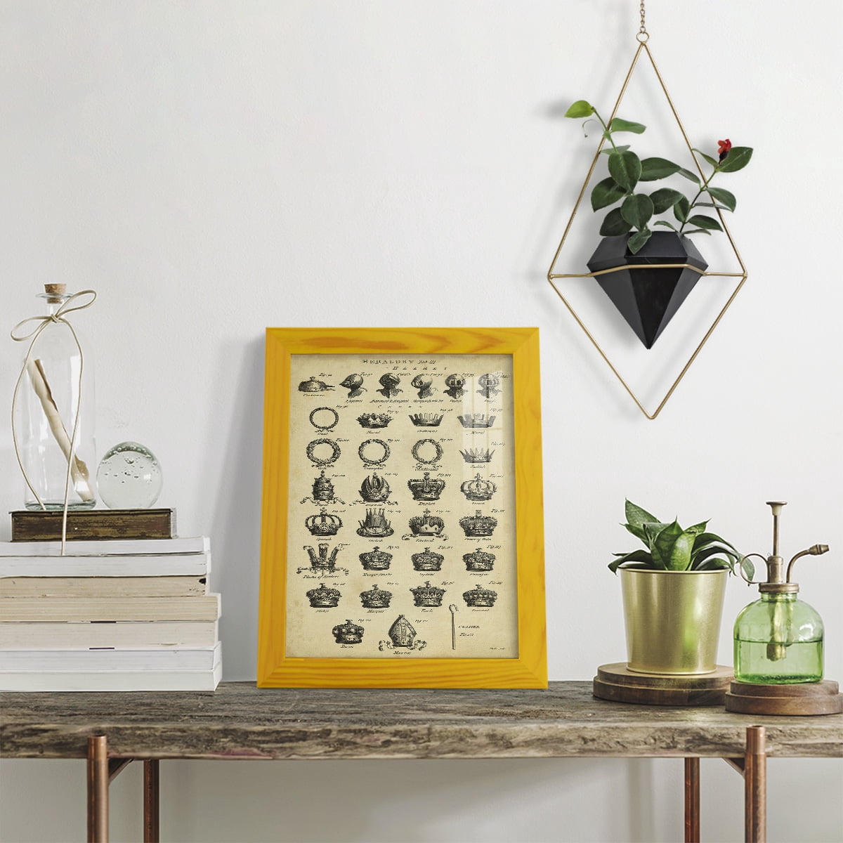 Deckled Encyclopediae IV (AS) -Framed Print w/glass-Sunflower Yellow
