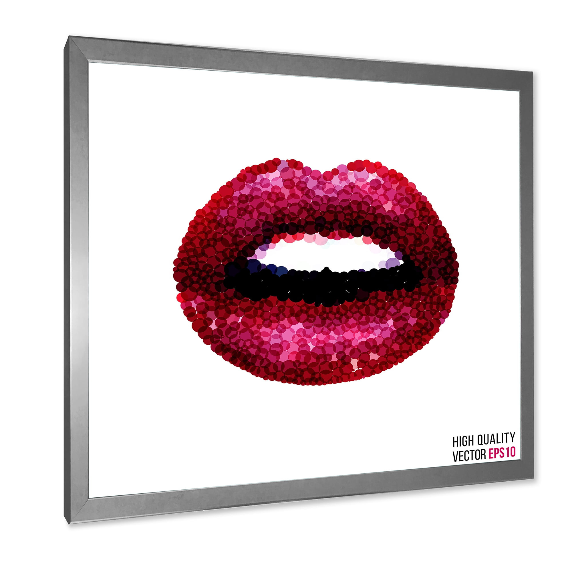 Designart 'Sexy Red Girl Lips' Modern Framed Art Print