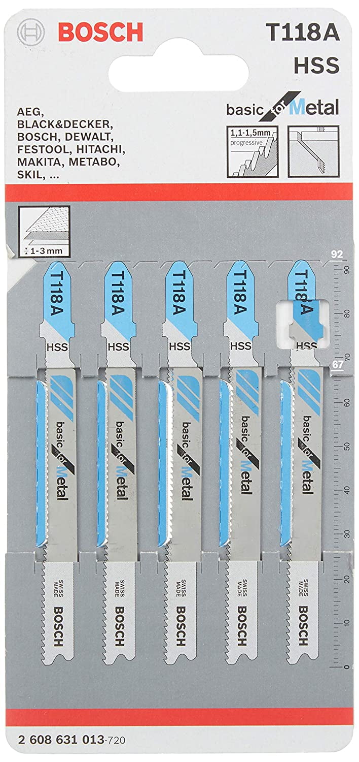 Bosch Accessories 5x Jigsaw Blade T 118 A Basic for Metal (for Steel sheets, Accessories Jigsaw