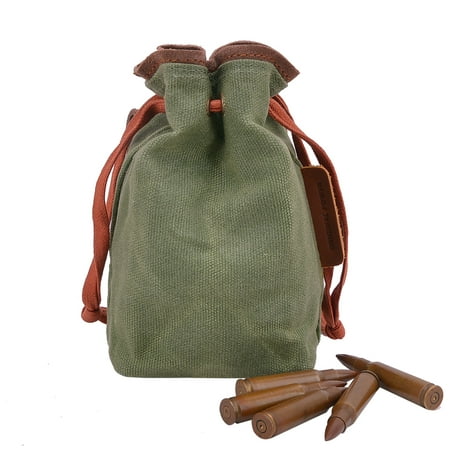 Vintage Canvas Ammo Pouch Rifle Cartridge Shotshell Bag Drawstring in Samll Size