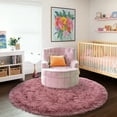 thumbnail image 2 of Socofuz Round Fluffy Rugs for Kids Girls Princess Castle, Cute Circle Nursery Carpet for Bedroom Living Room, 4'x4', Blush Pink, 2 of 7