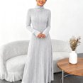 thumbnail image 3 of Quixlent Sweater Dress for Women Casual Long Sleeve High Neck Ribbed Knit A-Line Dress Fall Winter Pullover Tunic Maxi Dress, 3 of 8
