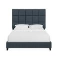 thumbnail image 4 of Queen Size Navy Blue Denim Upholstered Platform Bed Frame, Modern Bedroom Furniture. Solid Wood, 64"x83" Navy Polyester, 750lb Capacity, Box Spring Required., 4 of 14