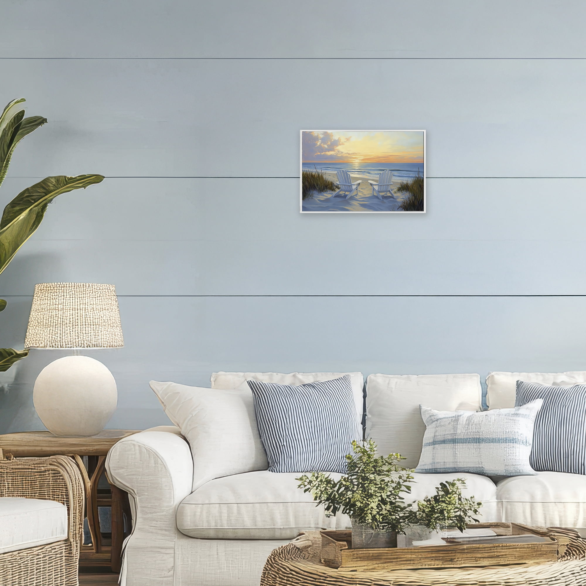Stupell Industries Calm Beach Sunset Overlook White Framed Giclee Art, design by Petal Prints Design