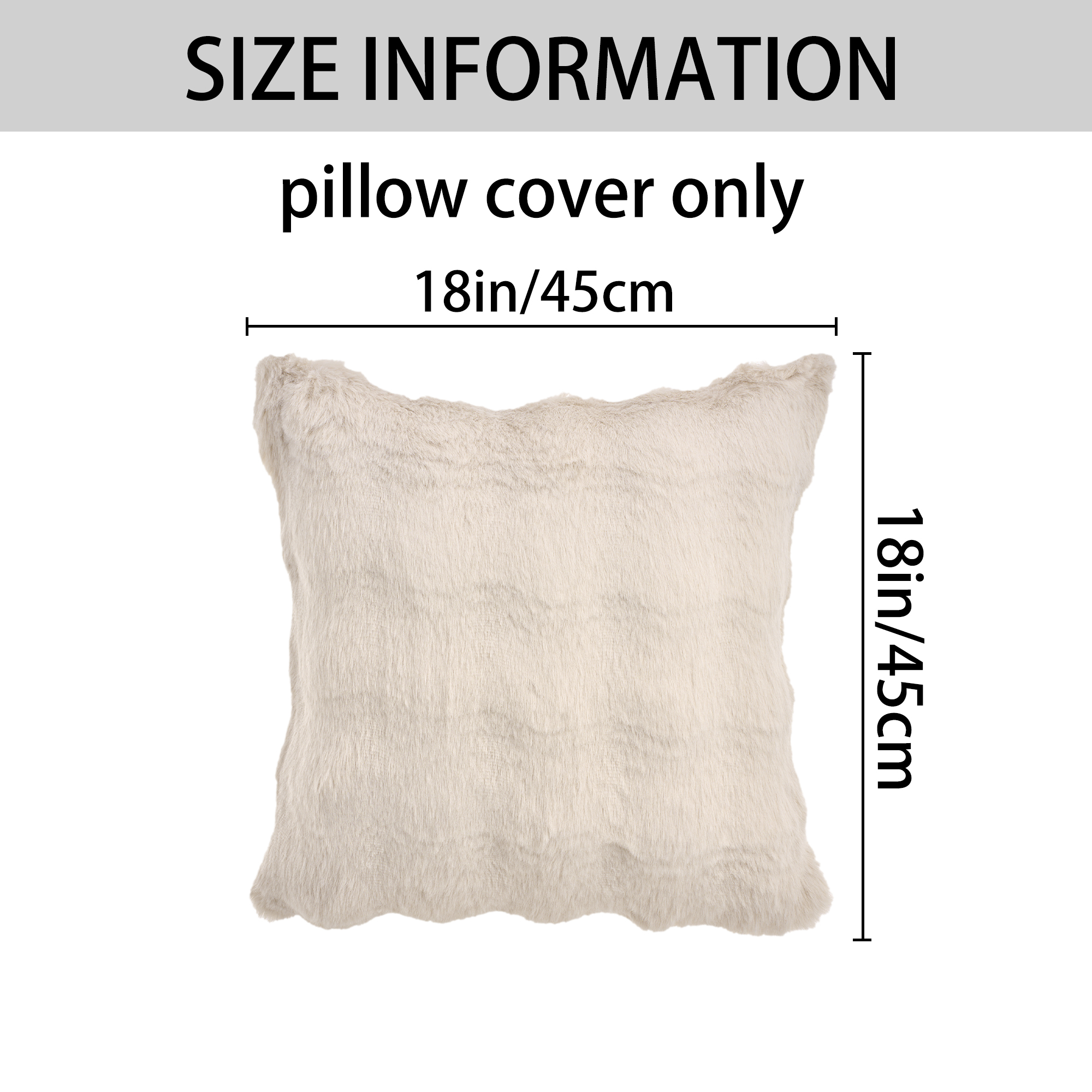 Unique Bargains 2pcs Soft Fluffy Pillow Covers for Living Room Khaki 18" x 18"
