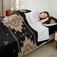 thumbnail image 4 of Manfei Boho Aztec Queen Sheets, Black Beige Tribal Geometric Queen Sheet Sets, Black Reversible 4-Piece1 Flat Sheet + 1 Fitted Sheet + 2 Pillowcases, 4 of 6