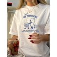 thumbnail image 1 of [Vintage Style Bear Print Top] 1pc Vintage Style Women'S T-Shirt, Casual Round Neck Short Sleeve Top with Geometric Bear Print, Cotton Regular Length Summer Tee, 1 of 6