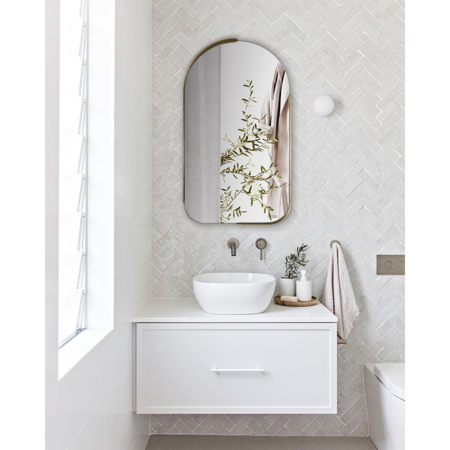 LuuLake Half Arch Mirror for Bathroom, 19.7x35.4 inch Bathroom Mirror ...
