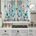 thumbnail image 3 of Teal Floral Window Curtains for Kitchen Turquoise Aqua Flower Rustic White Daisy Butterfly Small Short Home Living Room Bedroom Bathroom Drapes Treatment Fabric 1 Pair, 27.5" W x 36" L, Country, 3 of 5