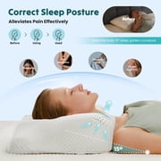 GIANNA Ergonomic Cervical Memory Foam Pillow for Neck and Shoulder Pain Relief, Cooling Contour Orthopedic Support Pillow with Breathable Washable Cover, Queen Size, White