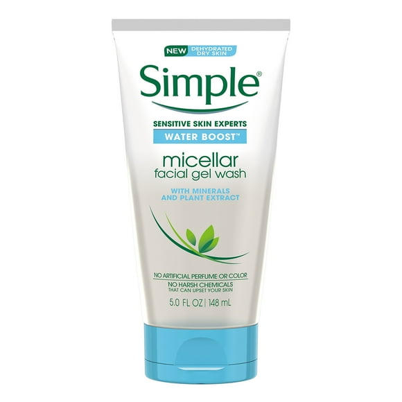Gel limpiador facial Simple Water Boost Micellar 150 ml (paquete de 3)