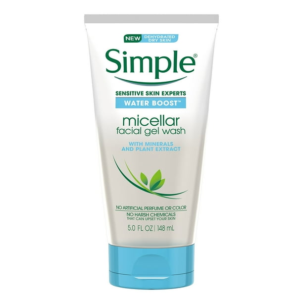 Gel limpiador facial Simple Water Boost Micellar 150 ml (paquete de 3)