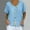 Light Blue, variant on LADIGASU Women's V-Neck Short Sleeve Loose Solid Color T Shirt Tunic Summer Shirt Imitation Of Cotton And Linen Blouse