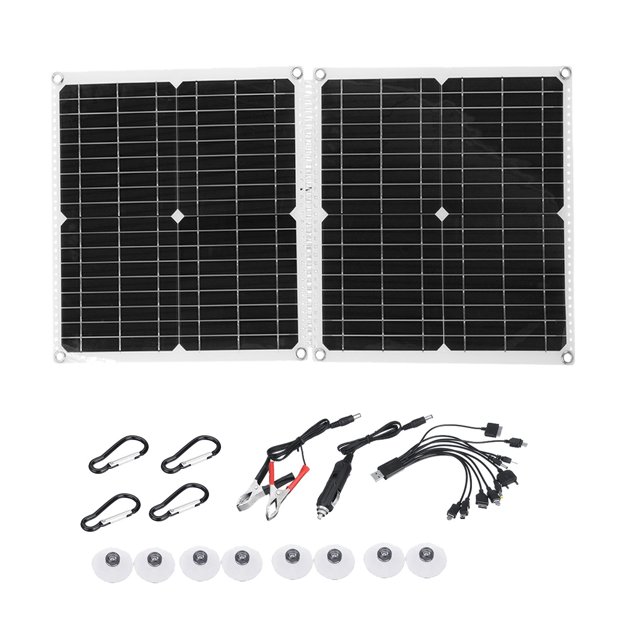 Panel solar de 50 W, batería USB de célula solar de luz delgada plegable