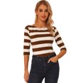 thumbnail image 1 of Disfraz de navidad Camisecon mangas de codo pamujer Camisebásiinformal con cuello de barco y corte ajustado Marrón XL, 1 of 6