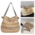thumbnail image 3 of Bolso Mano Paja para Mujer Colo Stripe Summer Beach Bag Hombro Tejido (Caqui) Rojo, 3 of 5