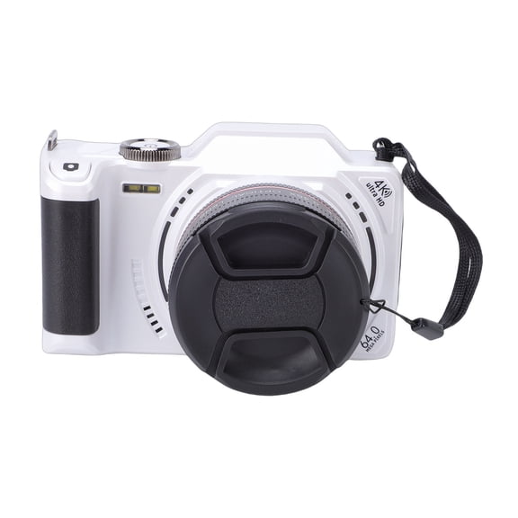 4K Vlogging Digital Camera 64MP high Definition Selfie Cam with 3 Inch Flip Screen WiFi 18X Zoom White