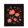 thumbnail image 4 of Elegant Floral Design Flannel Blanket - Soft Warm Cozy for Sofa Travel Bed & Chair - Vibrant Orange Flowers & Whimsical Hearts, 4 of 7