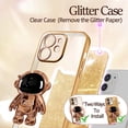 thumbnail image 4 of For iPhone 11 Case Astronaut, Clear Cases for iPhone 11 with Glitter Paper & Spaceman Stand, Women Girls Cute Electroplated Sparkly Space Phone Cover for 11 Golden, 4 of 12