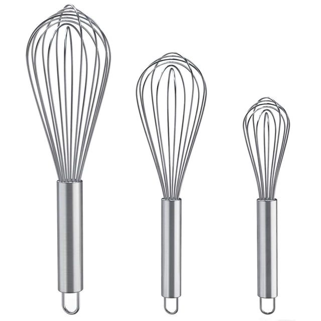 Wire Whisk Set, Thoughtful Service & Hassle-Free Guarantee, Balloon Wire Whisk For Cooking & Baking, Multiple Sizes, Safe Alternative To Electric Beat, 3PCS