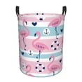 thumbnail image 6 of Lsque Pink Striped Flamingo pattern Laundry Hamper Basket, Tall Woven Rope Hamper Basket for Clothes, Lightweight Storage Basket, Collapsible Waterproof-Medium, 6 of 8