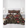 thumbnail image 3 of Christmas King Size Down Alternative Comforter, Lightweight Comforter Quilt Bedding Set with Pillow Shams Poinsettia Xmas Balls Snowflake All Seasons Bed Comforter Duvet Insert 96"x106", 3 of 7