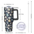 thumbnail image 2 of 40oz Pioneer Flower Floral Print Pattern Insulated Tumbler with Handle, BPA-Free Leak Proof Lid and Straws, Double Wall Vacuum, Hot 12h/Cold 34h, 2 of 6