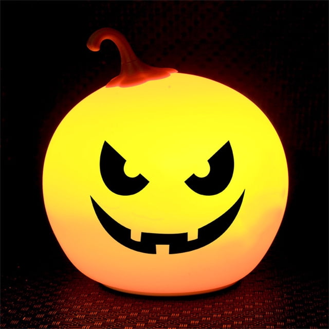 TopLLC Remote Control Silicone Night Light,Pumpkin Lantern Halloween USB Colorful Charging Light Holiday Night Light