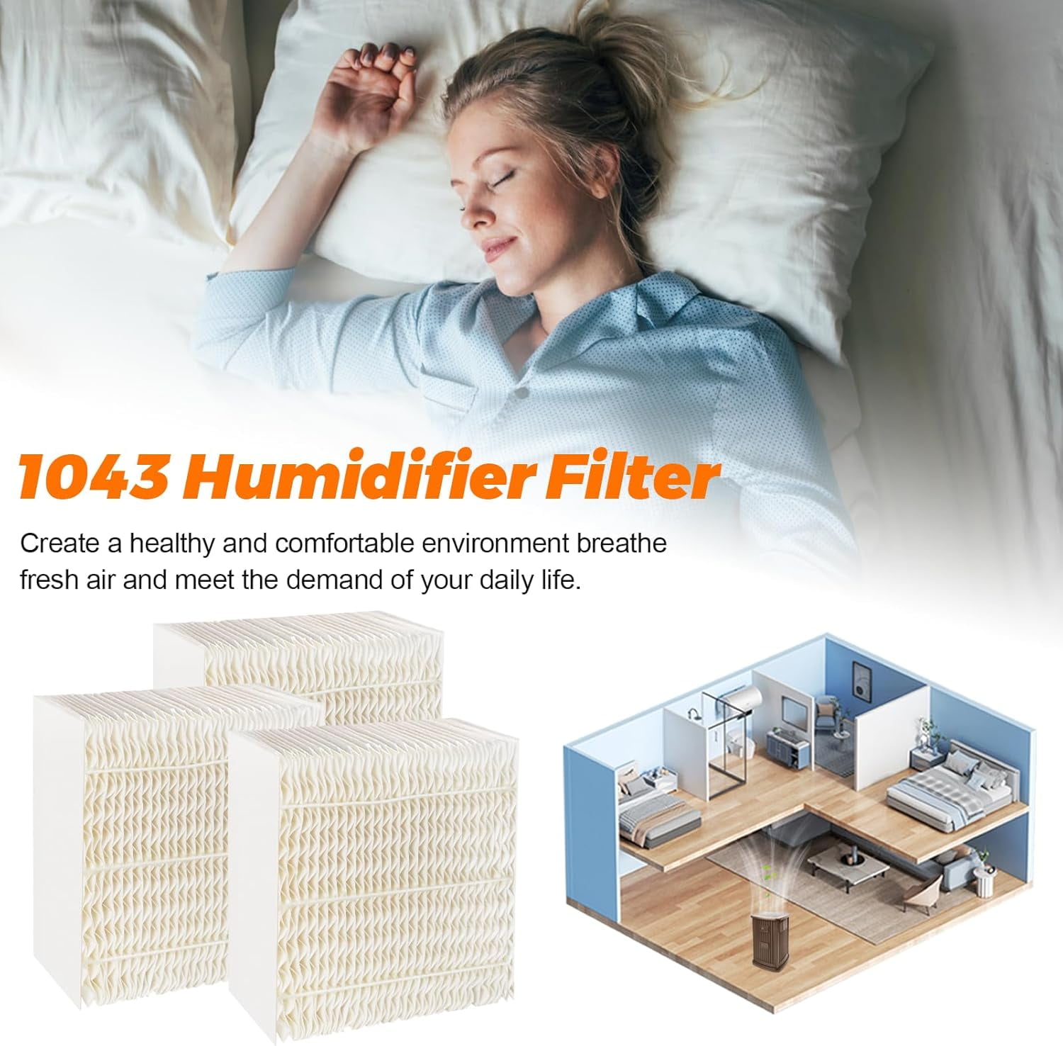 1043 Humidifier Wick Filters 3 Pack for Essick AIRCARE EP9500 EP9700 EP9800 EP9R500 EP9R800 821000 826000 826800 831000 & Space Saver 800 8000 Series