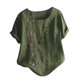 thumbnail image 1 of Gibobby Playera&nbsp;Moda Las mujeres camisas sueltas y Casual Flowers Cotton Lavender Linen imprimieron la blusa de las mujeres（Verdinegro， XL), 1 of 3