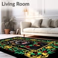 thumbnail image 2 of ODIKA 3'x5' Machine Washable Non-Slip Area Rug, Festive Shepherd Dog Latch Hook with and Bell Ornaments High Traffic Rug with Pad, Black, 745594, 2 of 8
