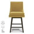 thumbnail image 4 of CHITA 26 inch Upholstered Swivel Fabric Counter Bar Stools with Back & Wood Legs Set of 2, Canary Yellow, 4 of 9