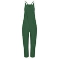 thumbnail image 4 of LEAVINGSUO Summer Fall Womens Plus Size Clearance $5 Fashion Women Casual Cold Shoulder Jumpsuit Solid Suspender Jumpsuits Wide Pocket Leg Pant Army Green XXXL, 4 of 5