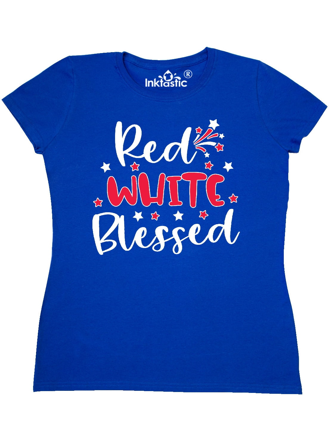 INKtastic 4th of July Red White Blessed Fireworks Women's TShirt