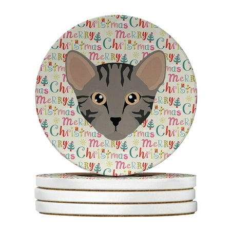 

Safari Cat Christmas Large Sandstone Coasters Pack of 4 4 in x 4 in