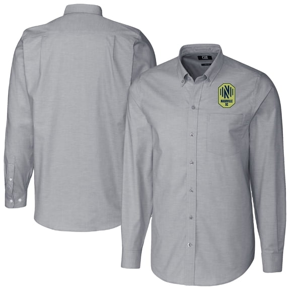 Men's Cutter & Buck Charcoal Nashville SC Big & Tall Stretch Oxford Long Sleeve Dress Shirt