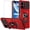 Red, variant on TJS Phone Case for Cricket Icon 2026 / AT&T Propel 3 5G, with Tempered Glass Screen Protector, [Military Grade] Robotic Magnetic Support Car Mount Metal Ring Holder Kickstand Cover (Black)
