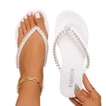 thumbnail image 4 of CHUMUD Womens Indoor and Outdoor Rhinestone Decor Toe Post Flip-Flop Sandals, Casual Open Toe Slip-On Slippers, Lightweight Summer Beach Sandals, 4 of 8
