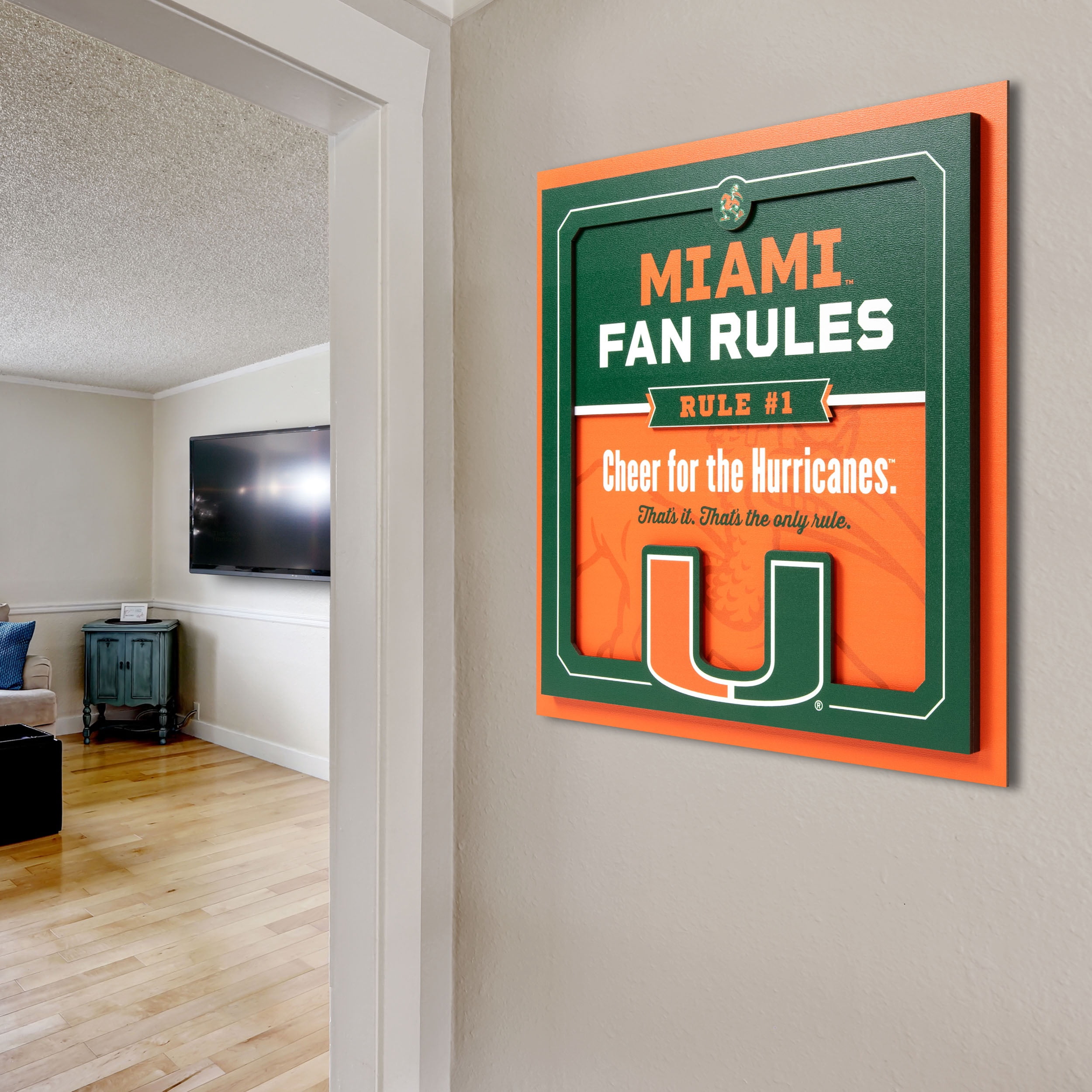 YouTheFan NCAA Miami Hurricanes Fan Rules 3D Wall Art