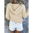 thumbnail image 5 of Ladies Button Front Hoodie Pullover Long Sleeve Autumn Winter Sweatshirt Top Sweater（L）, 5 of 5
