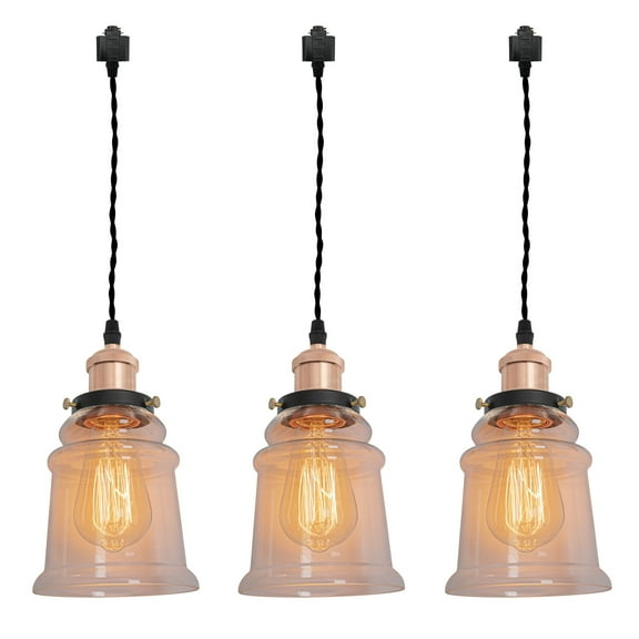 Kiven H Track Pendant Lightning, 3 Lights Modern H Track Lighting Glass Pendant Lights for Bedroom Kitchen Home Lighting,E26 Socket