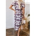 thumbnail image 5 of Women's Aztec Print V Neck Midi Dress with Stretch Fabric ninety five percent polyester and five percent elastane, 5 of 23