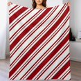 thumbnail image 2 of Red White Diagonal Stripes Flannel Fleece Throw Blanket Christmas Sweet 50x60 Inches Soft Blanket for Couch,Cozy,Warm,Lightweight, 2 of 6