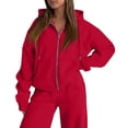 thumbnail image 3 of VV AVEORS Sweatsuits Women 2 Piece Outfit Zip Up Jacket Comfort Jogger Set Fleece Hoodie And Sweatpants Set Matching Sweat Sets Red L, 3 of 4